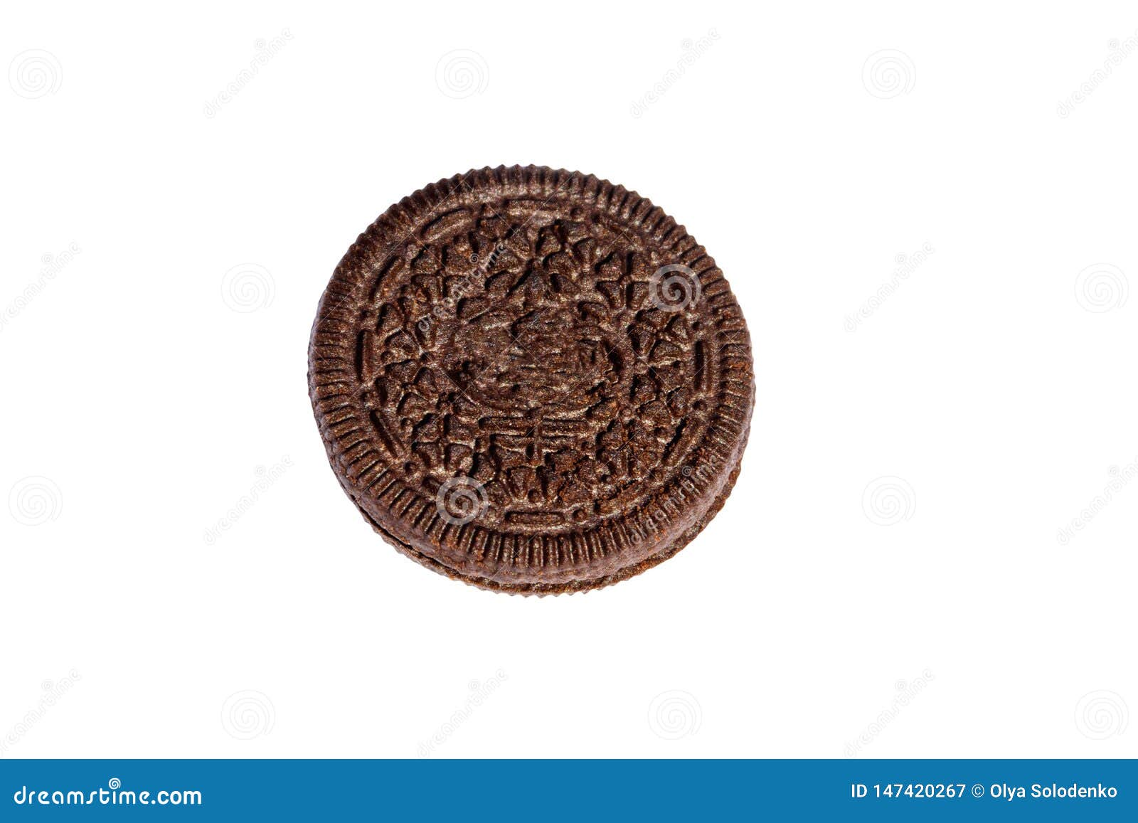 Chocolate Cookie with Cream Filling Isolated on White Background Stock