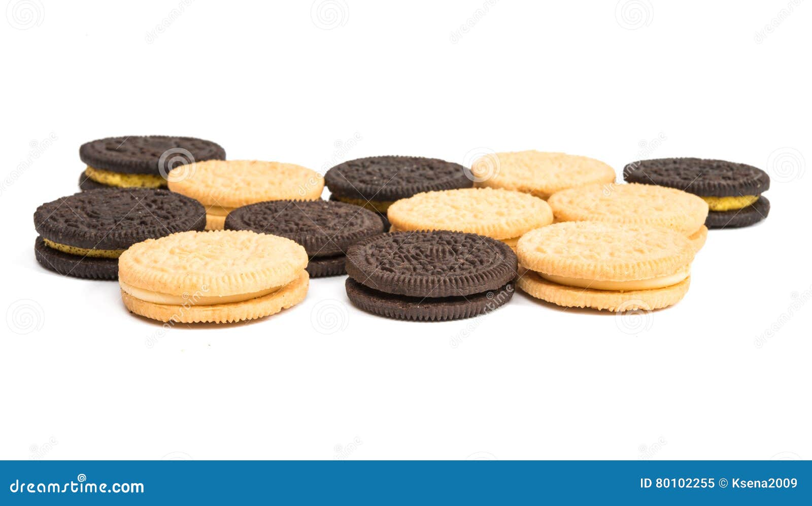 Chocolate Cookies with Cream Filling Isolated Stock Image Image of