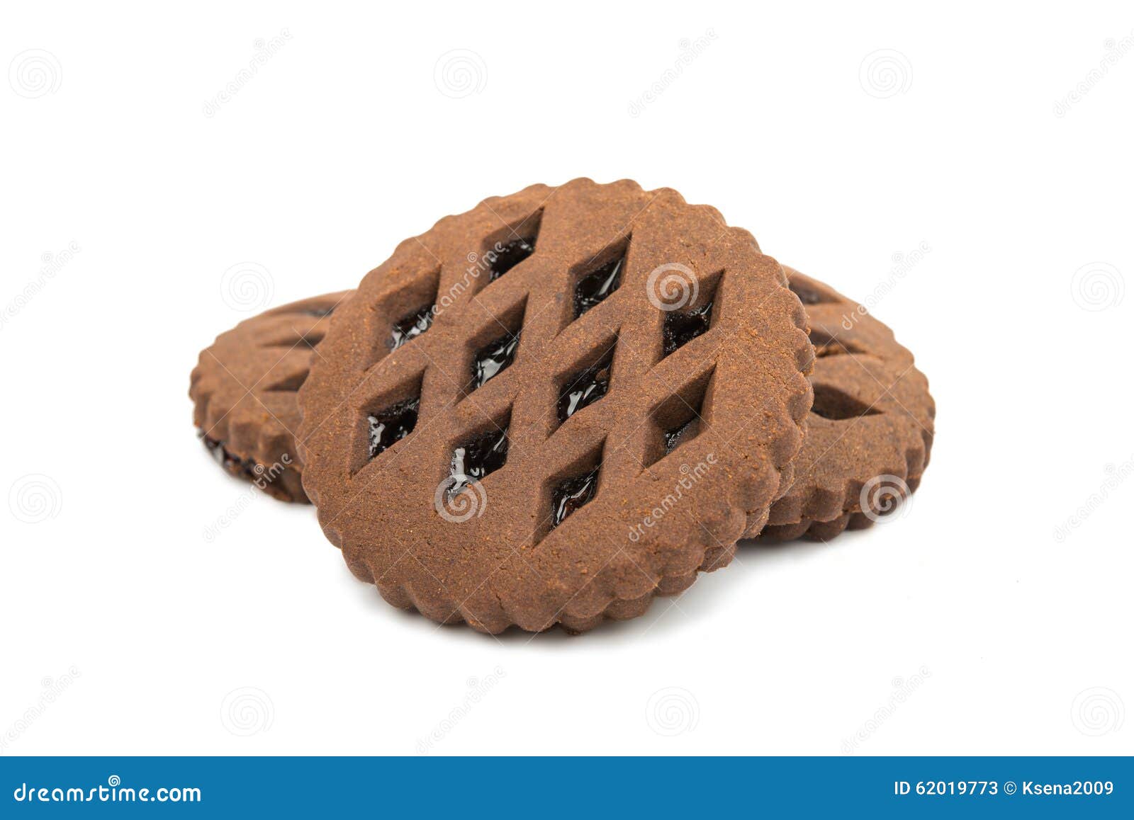 Chocolate cookies with jam stock image. Image of filling 62019773