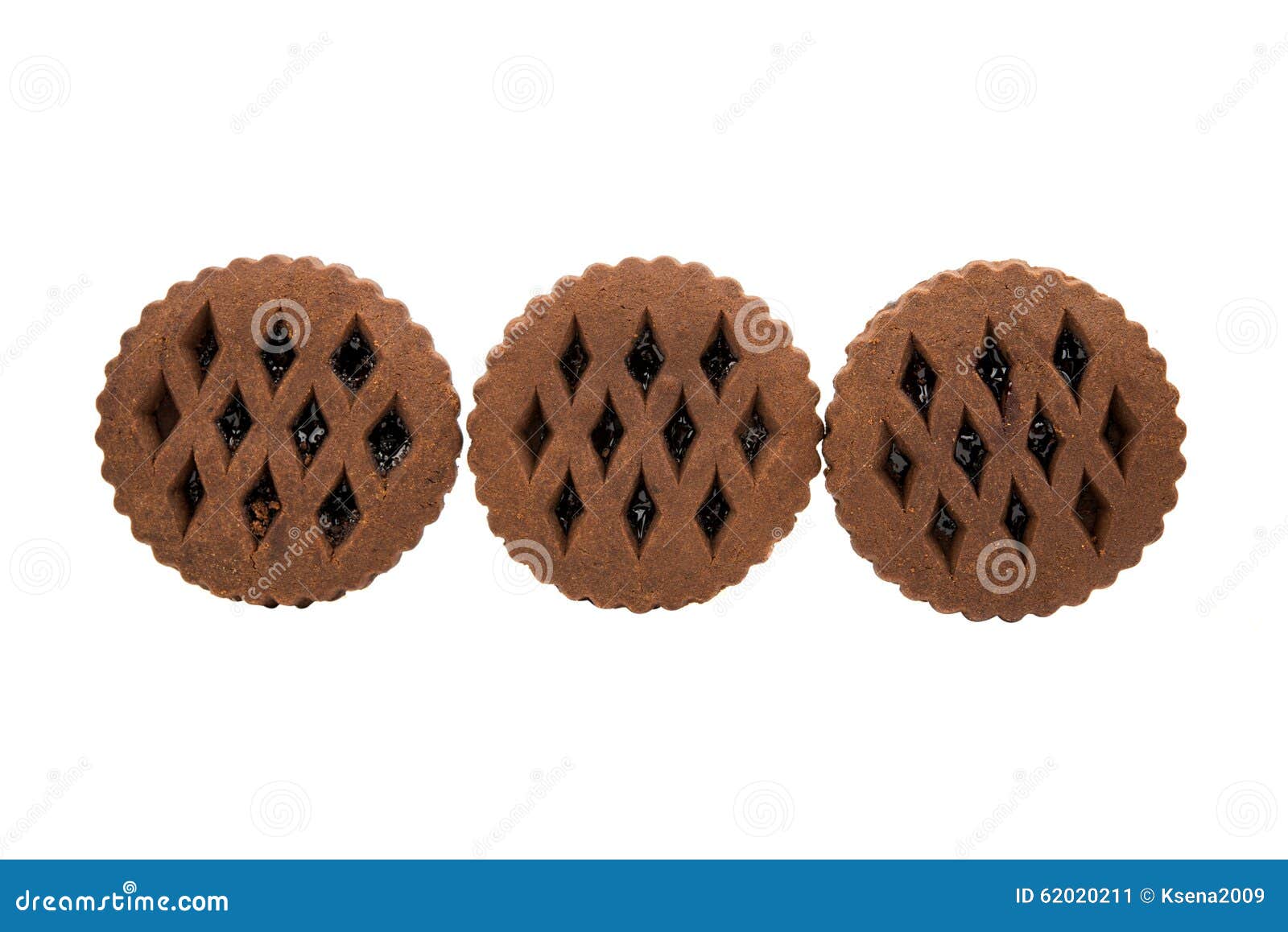 Chocolate cookies with jam stock image. Image of closeup 62020211