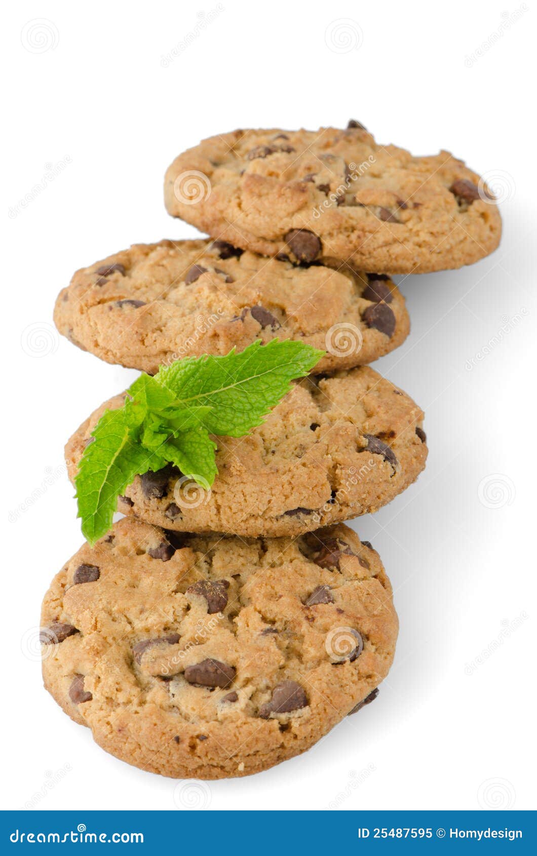 Chocolate Cookies with Mint Leaves Stock Image Image of cocoa
