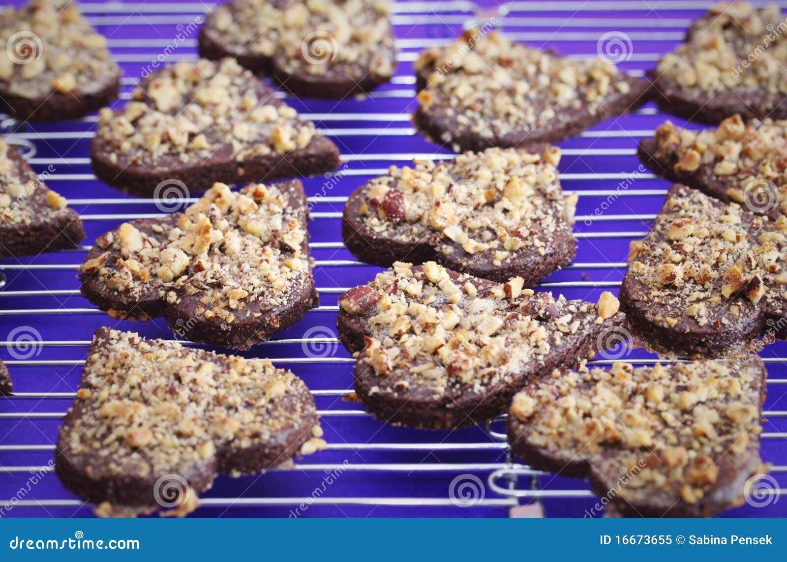 Chocolate Cookies with Nuts Shaped As Hearts Stock Image Image of