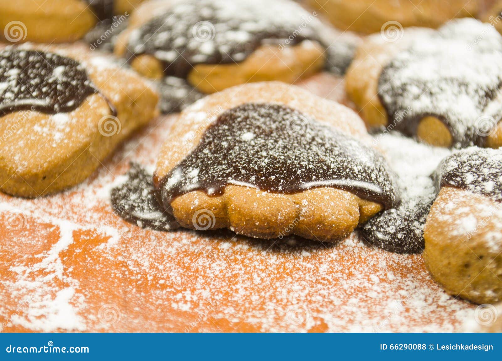 Chocolate Cookies Poured Chocolate. Stock Photo Image of glaze
