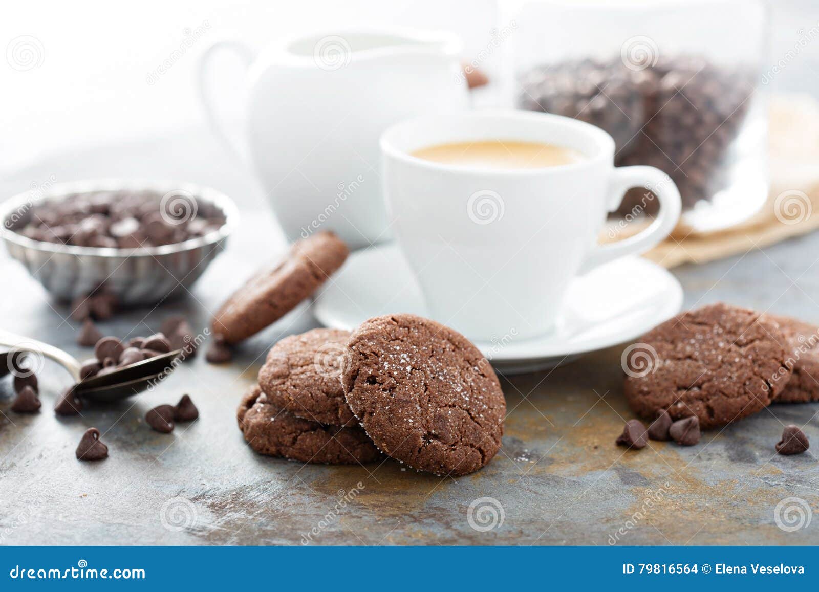 Chocolate Cookies with Sugar Coating Stock Photo Image of coffee