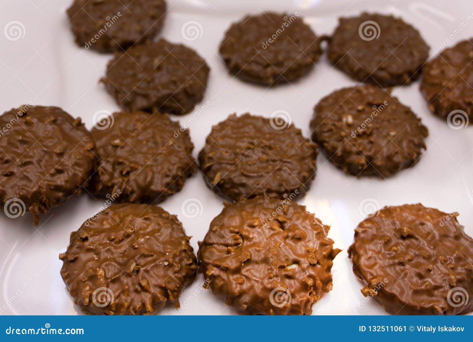 Chocolate Cookies on Wooden Table Objects Old Stock Image Image of brown, chip 132511061