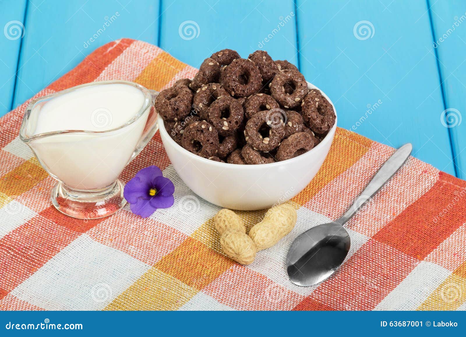 Chocolate Cornflakes and Jug of Milk Stock Image Image of crisped