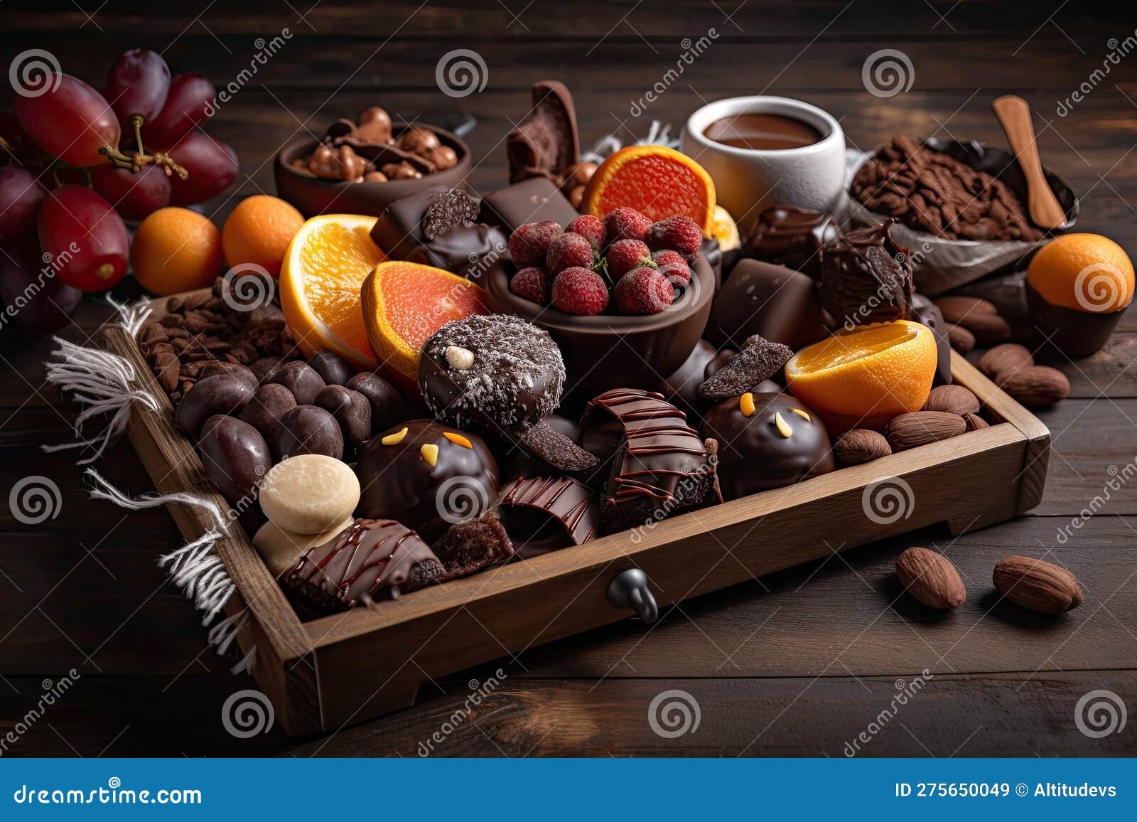 Chocolatecovered Fruit and Nut Tray with Bitesized Servings Stock