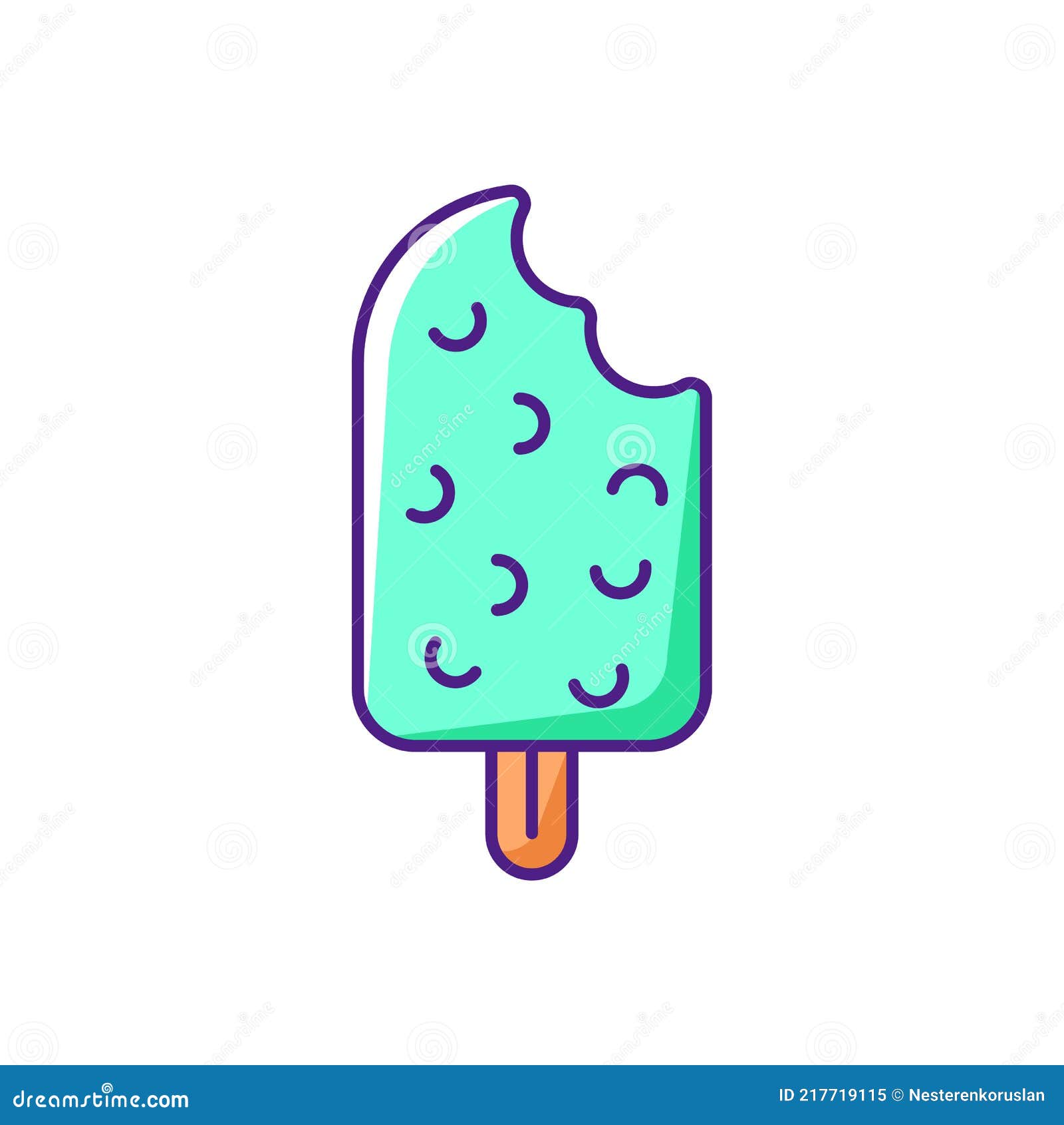 Chocolate-covered Ice Cream on Stick RGB Color Icon Stock Vector ...