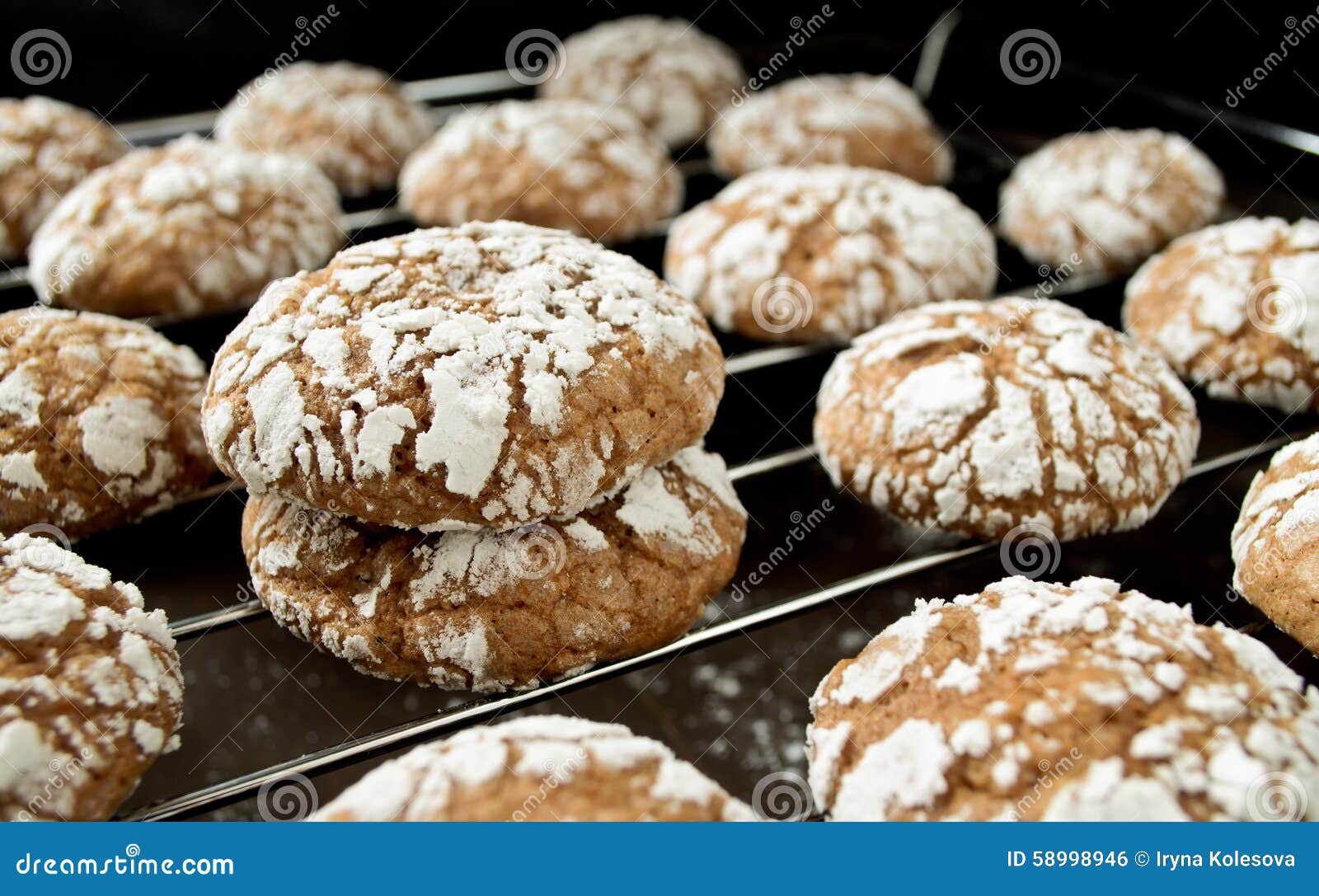 Chocolate Crack Cookies on Black Background Stock Photo Image of food