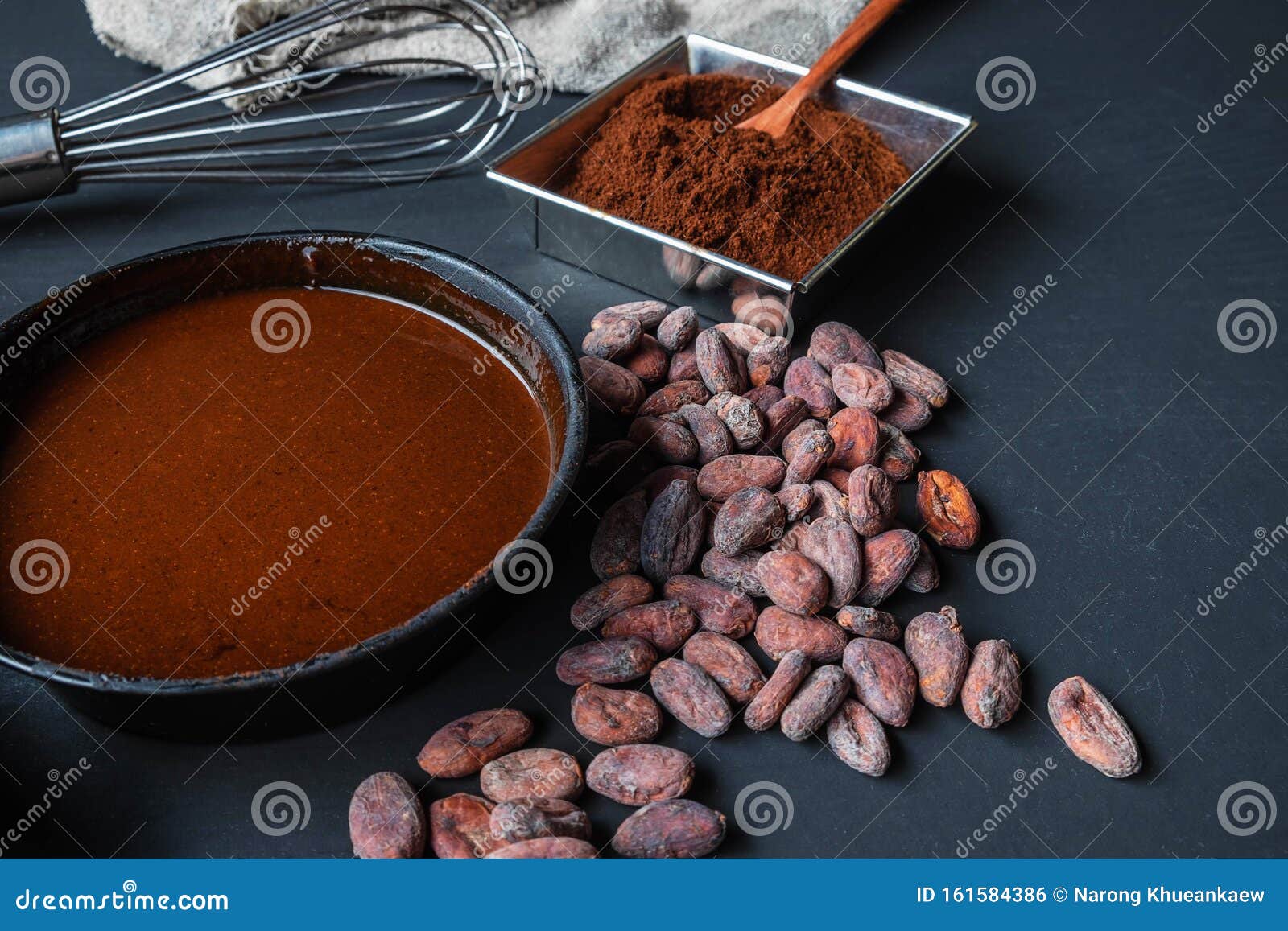 Chocolate Cream and Chocolate Powder on the Table. Stock Photo Image