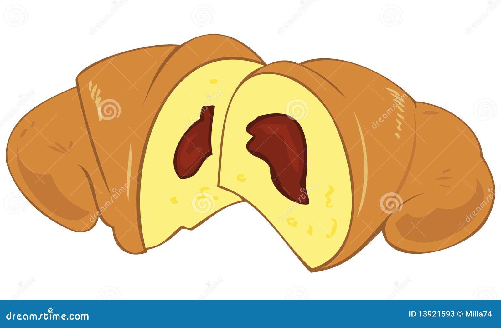 Chocolate Croissant. stock vector. Illustration of buttery 13921593