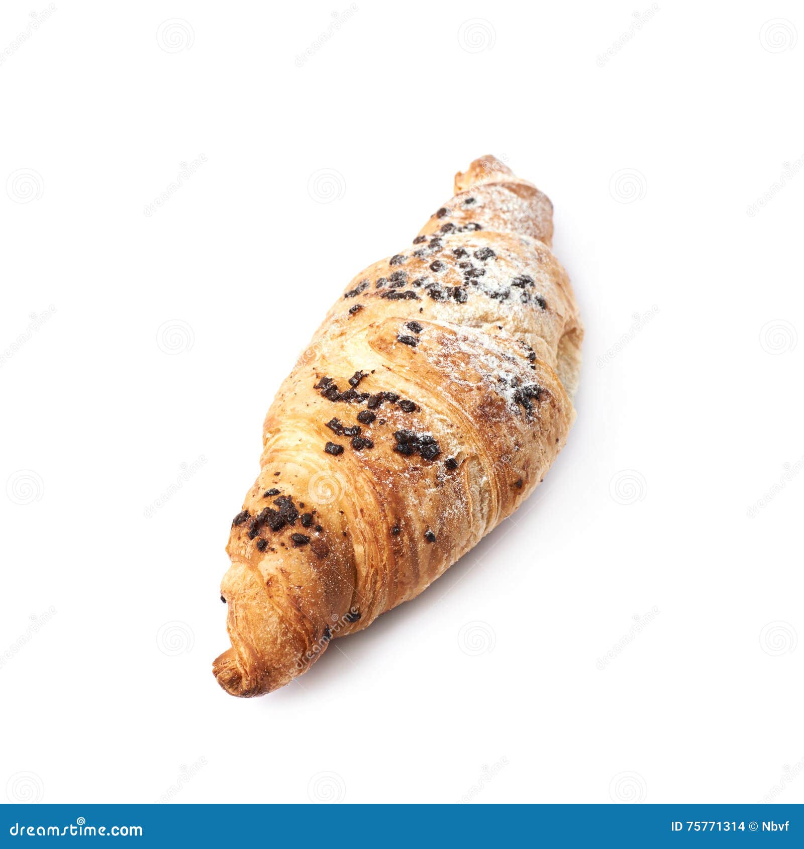 Chocolate Croissant Pastry Isolated Stock Photo Image of studio