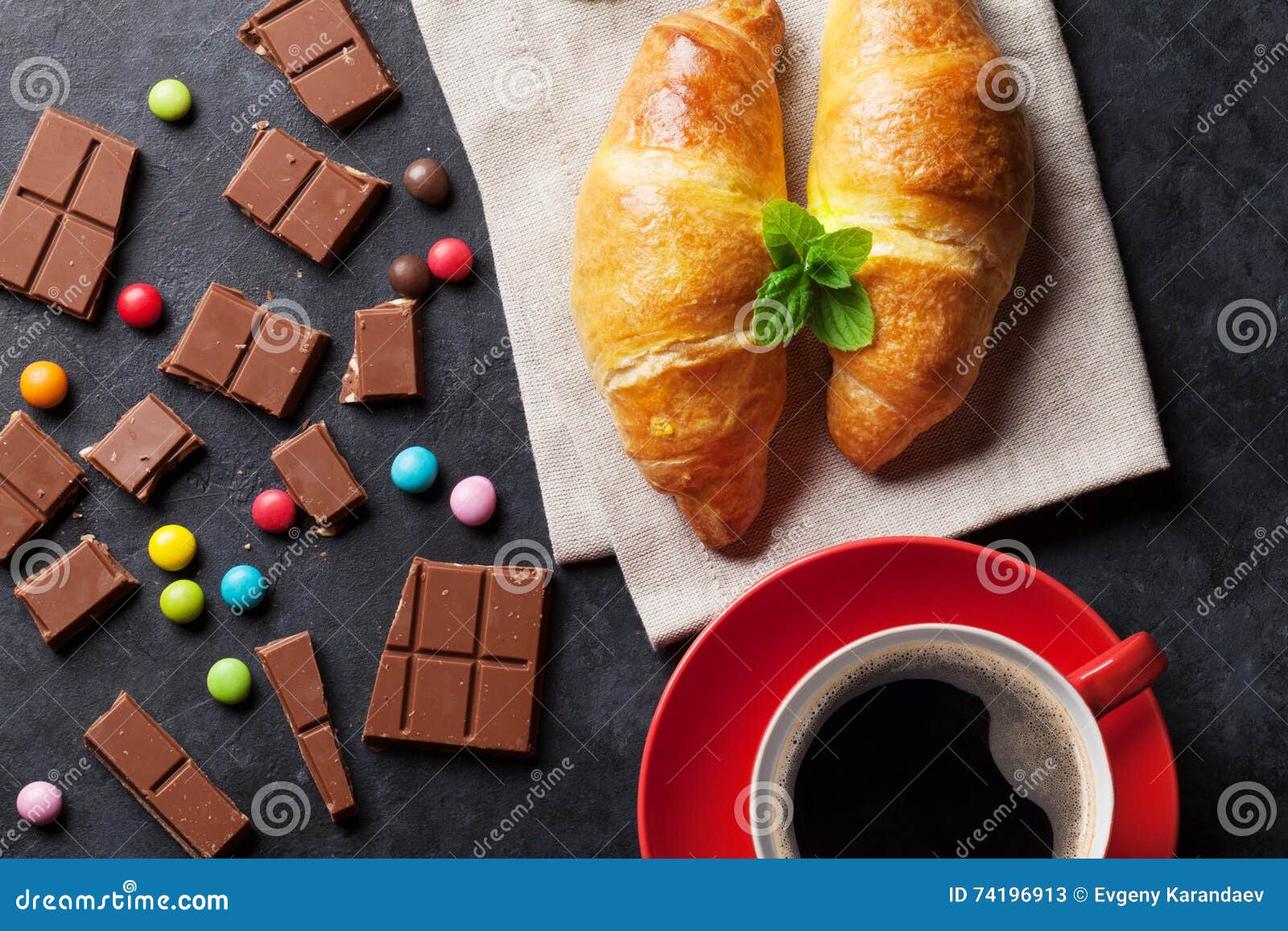 Chocolate, Croissants and Coffee Stock Image Image of coffee