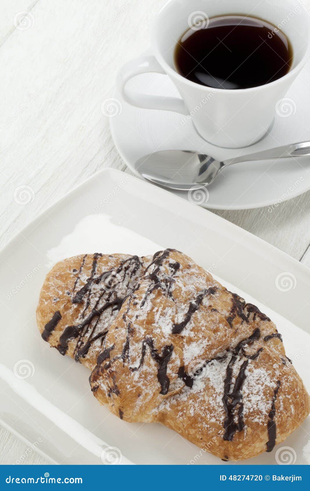 Chocolate Croissants and Coffee Stock Photo Image of food, bagel