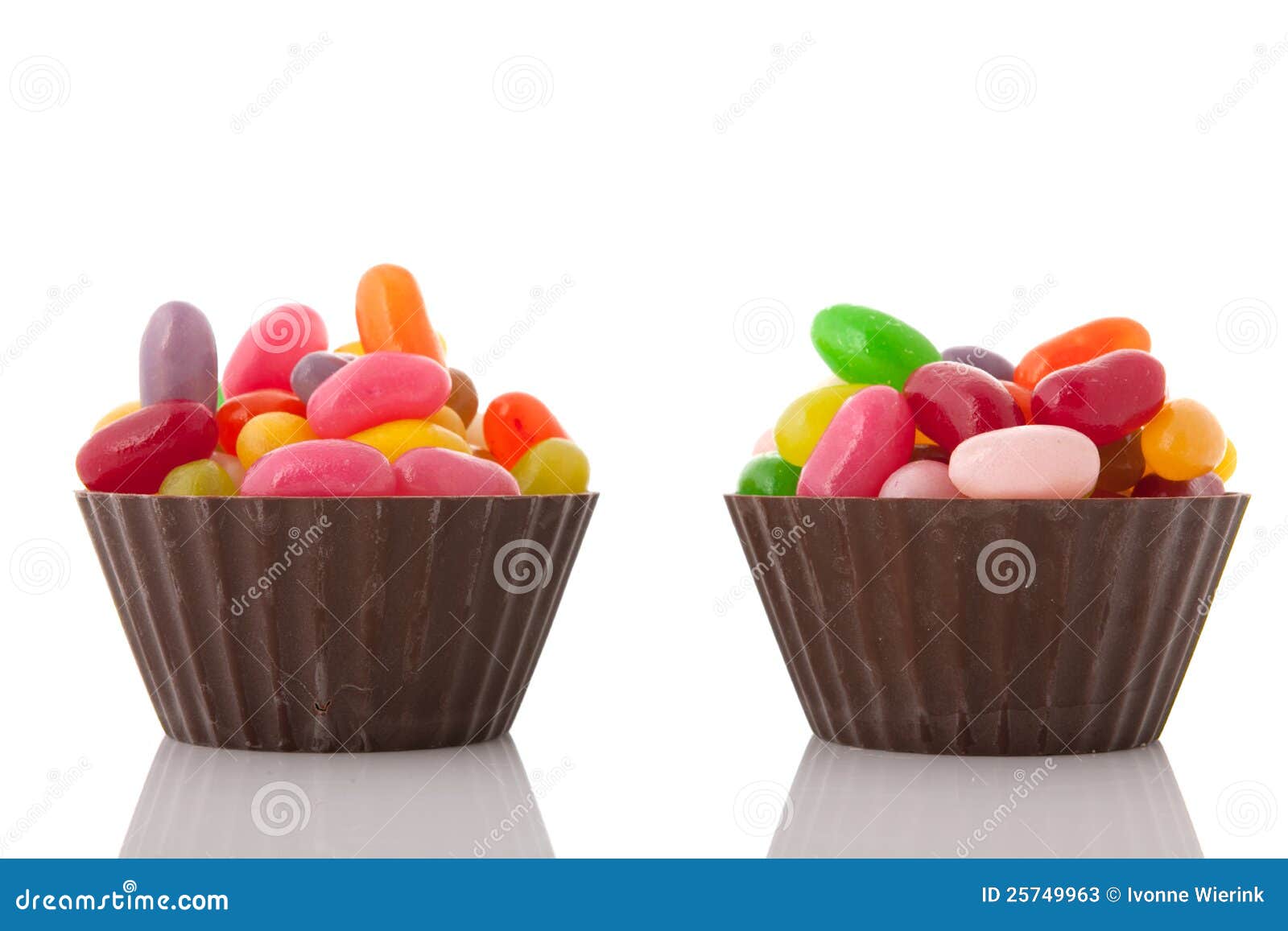Chocolate cups jelly beans stock image. Image of american 25749963