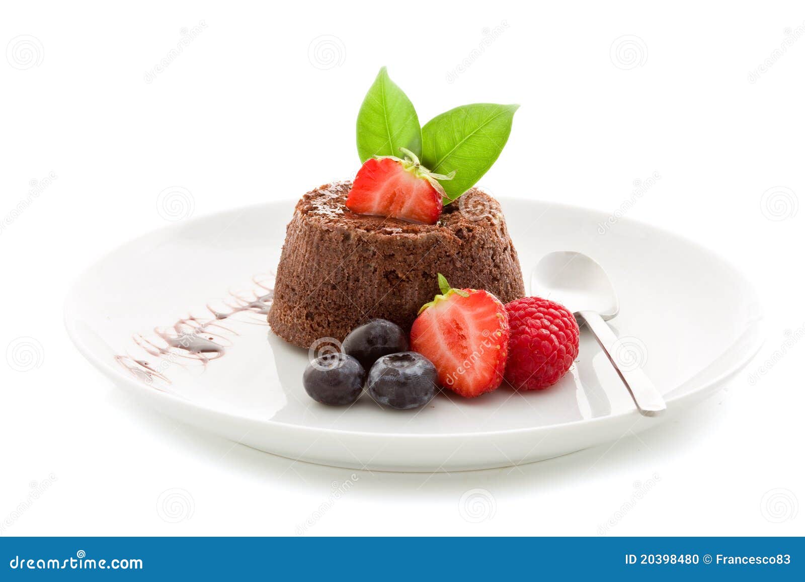 chocolate dessert with berries 