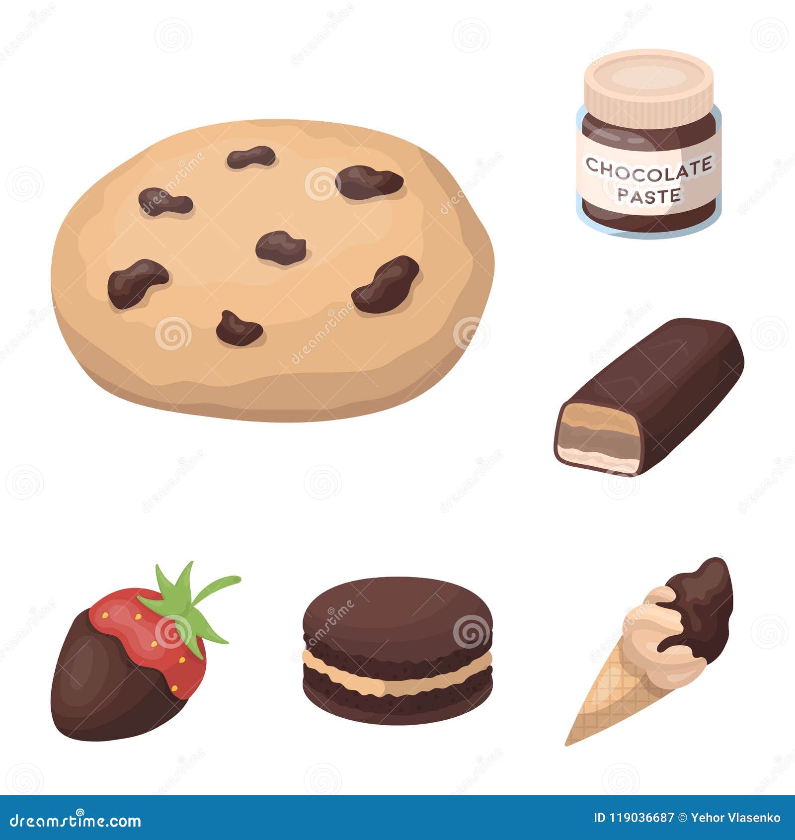 Chocolate Dessert Cartoon Icons in Set Collection for Design. Chocolate ...