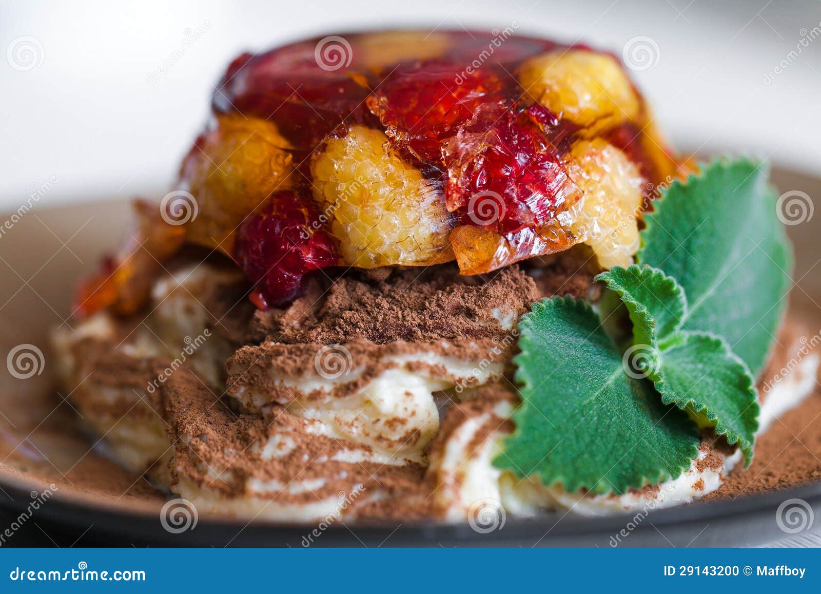 Chocolate Dessert with Mint Stock Photo Image of food, raspberry