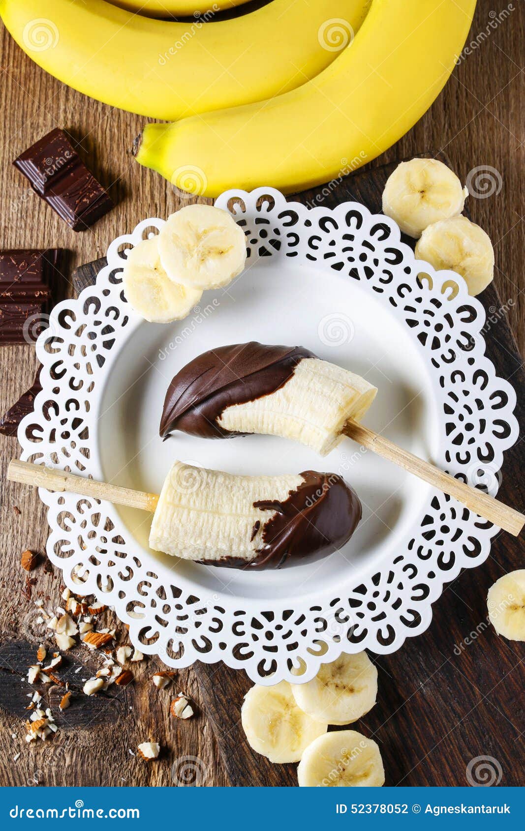 Chocolate dipped banana stock photo. Image of cookbook 52378052