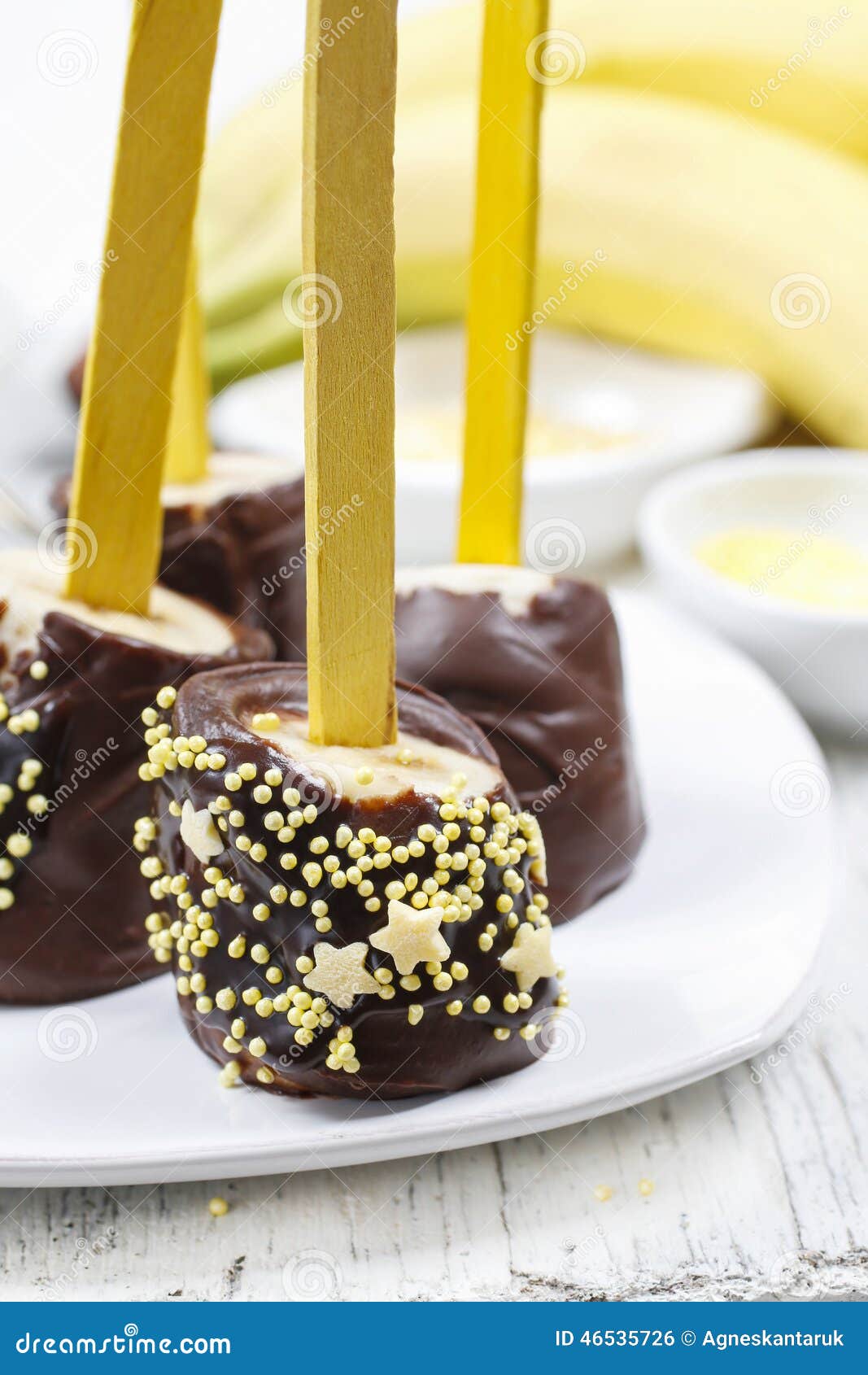Chocolate dipped bananas stock photo. Image of candy 46535726