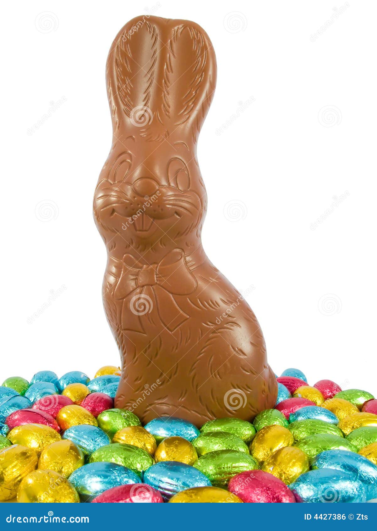 Chocolate Easter Bunny and Eggs Stock Photo Image of background, eggs
