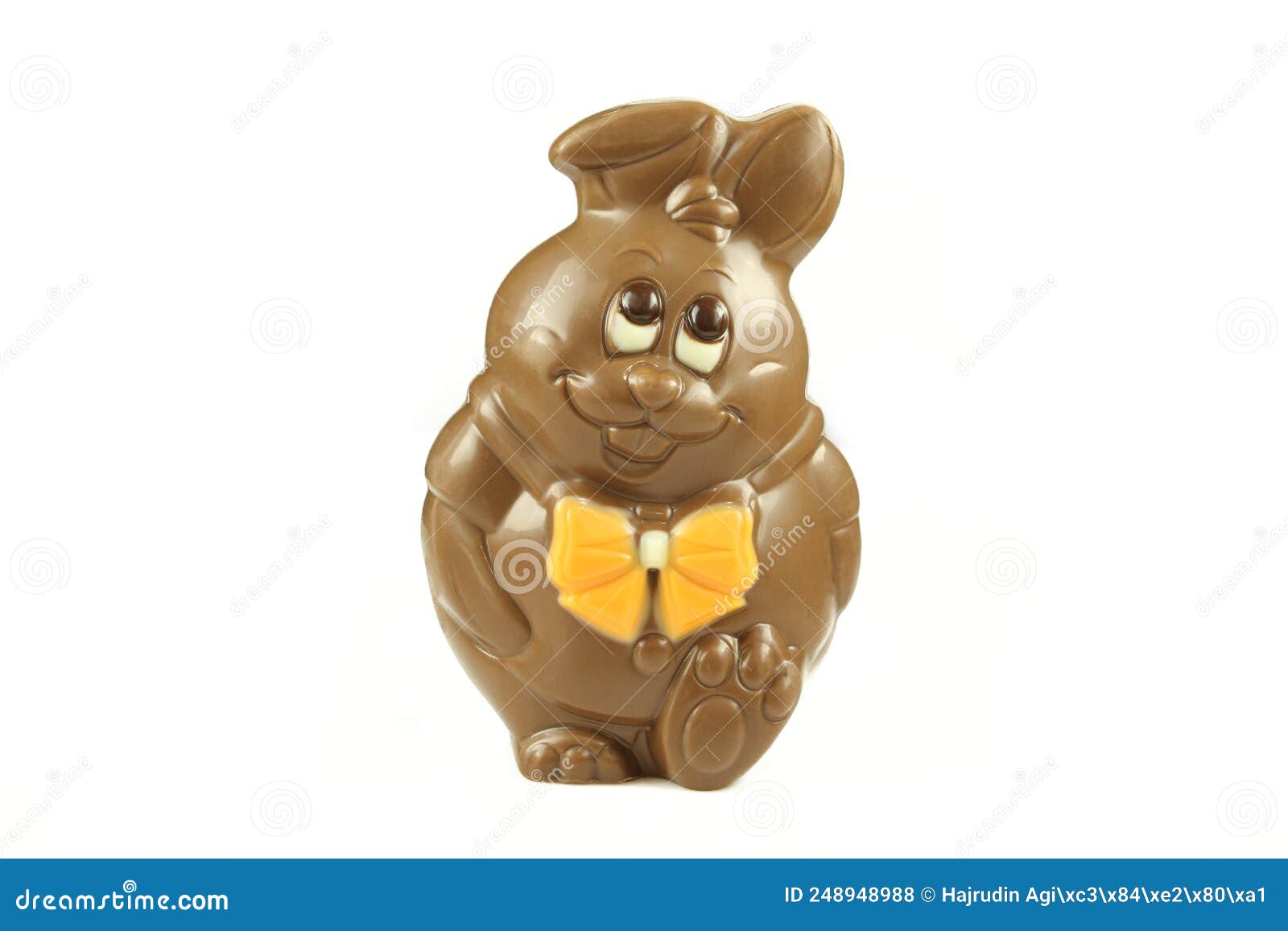 Chocolate Easter Bunny Isolated on White Background Stock Photo Image