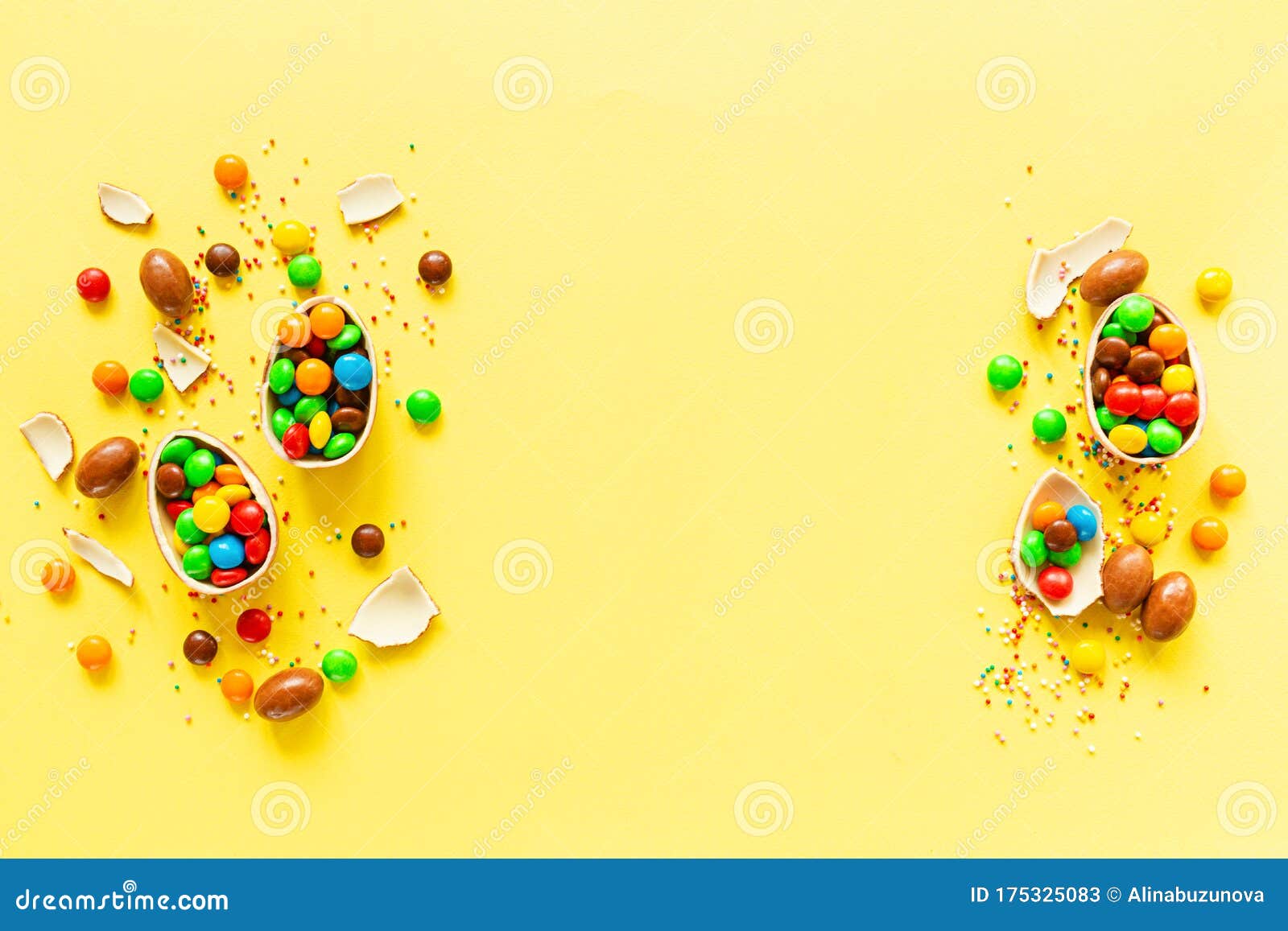 Download Chocolate Easter Eggs And Colorful Candies On Yellow Paper ...