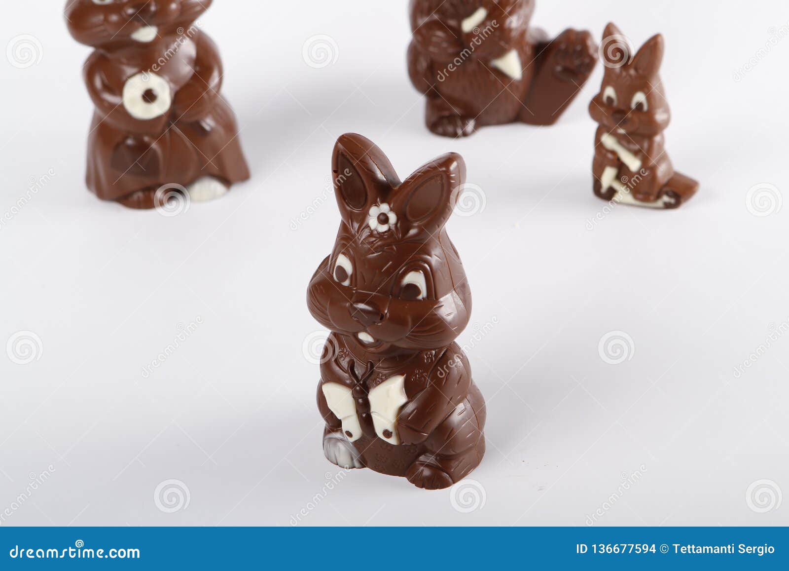 Chocolate Eastern Bunnies in Three Different Sizes Stock Photo Image
