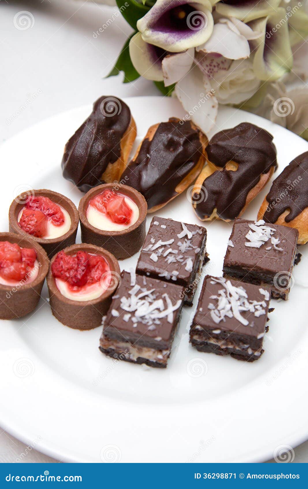 Chocolate Eclairs and Brownies Stock Image Image of sweets, brownies
