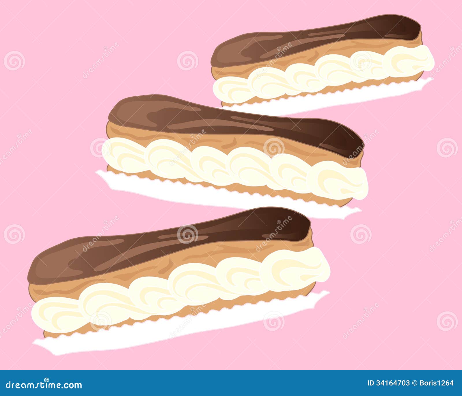 Chocolate eclairs stock vector. Illustration of paper 34164703