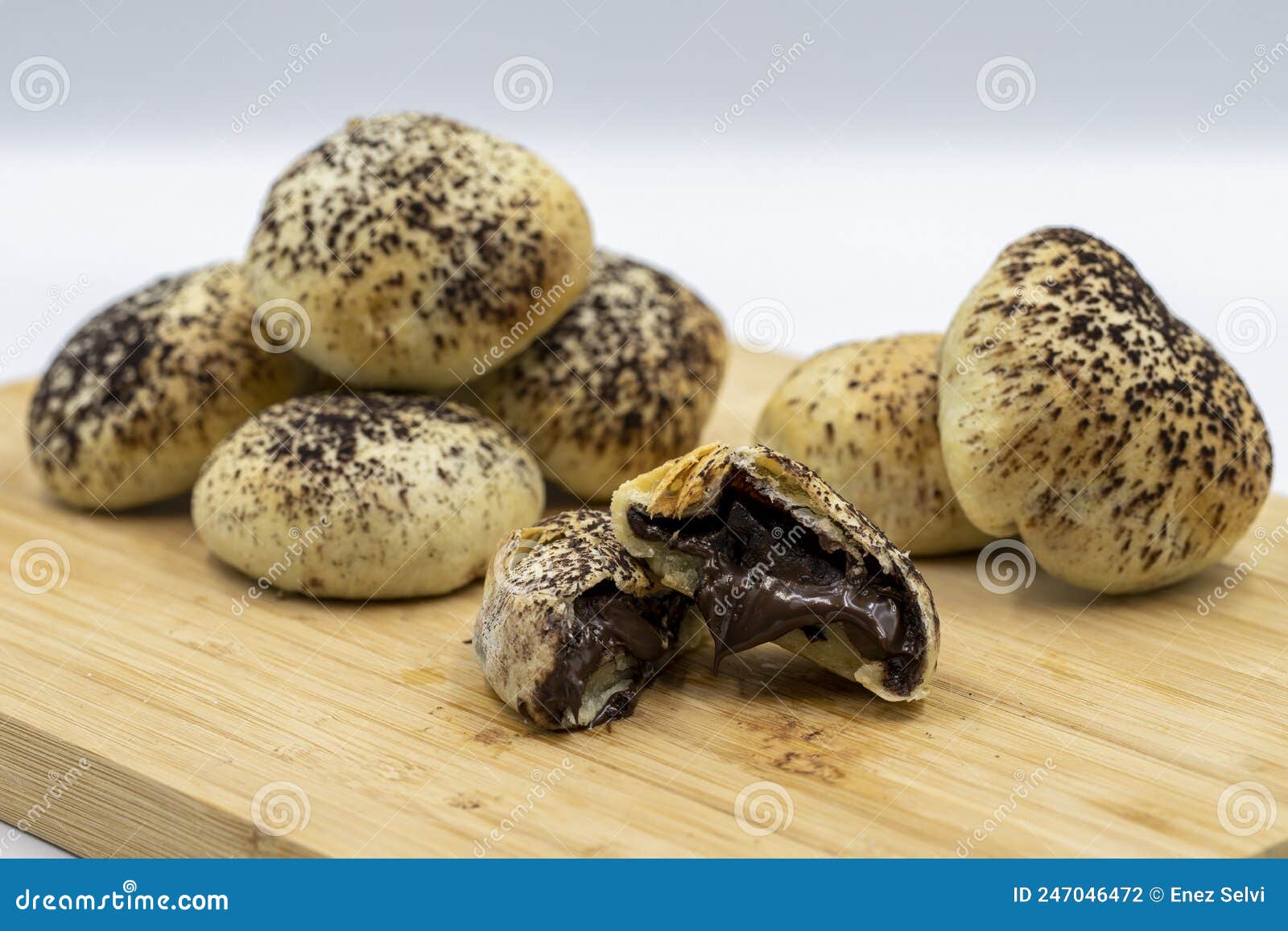chocolate filled cookies  ÃÂ°zmir bomb . cookie . cookies with liquid chocolate filling on a white background.