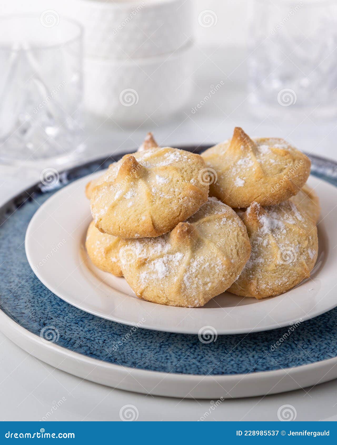 Chocolate Filled Shortbread Cookies in a White Kitchen Stock Image