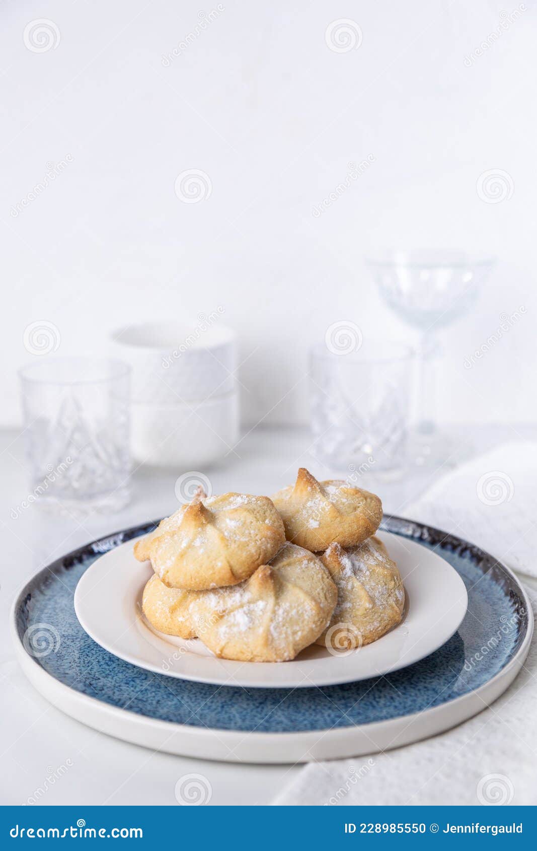 Chocolate Filled Shortbread Cookies in a White Kitchen Stock Photo