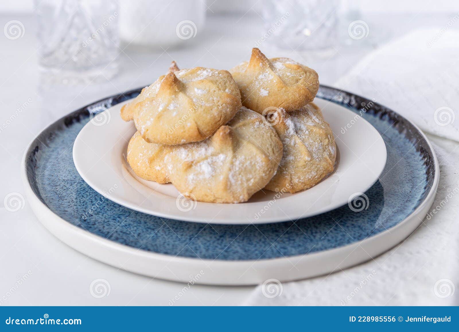 Chocolate Filled Shortbread Cookies in a White Kitchen Stock Photo