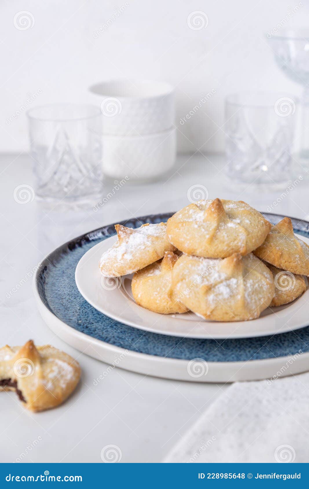 Chocolate Filled Shortbread Cookies in a White Kitchen Stock Photo