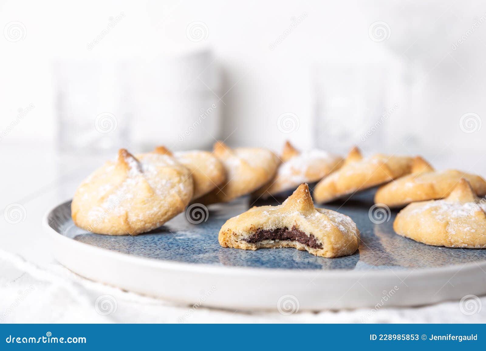 Chocolate Filled Shortbread Cookies in a White Kitchen Stock Image