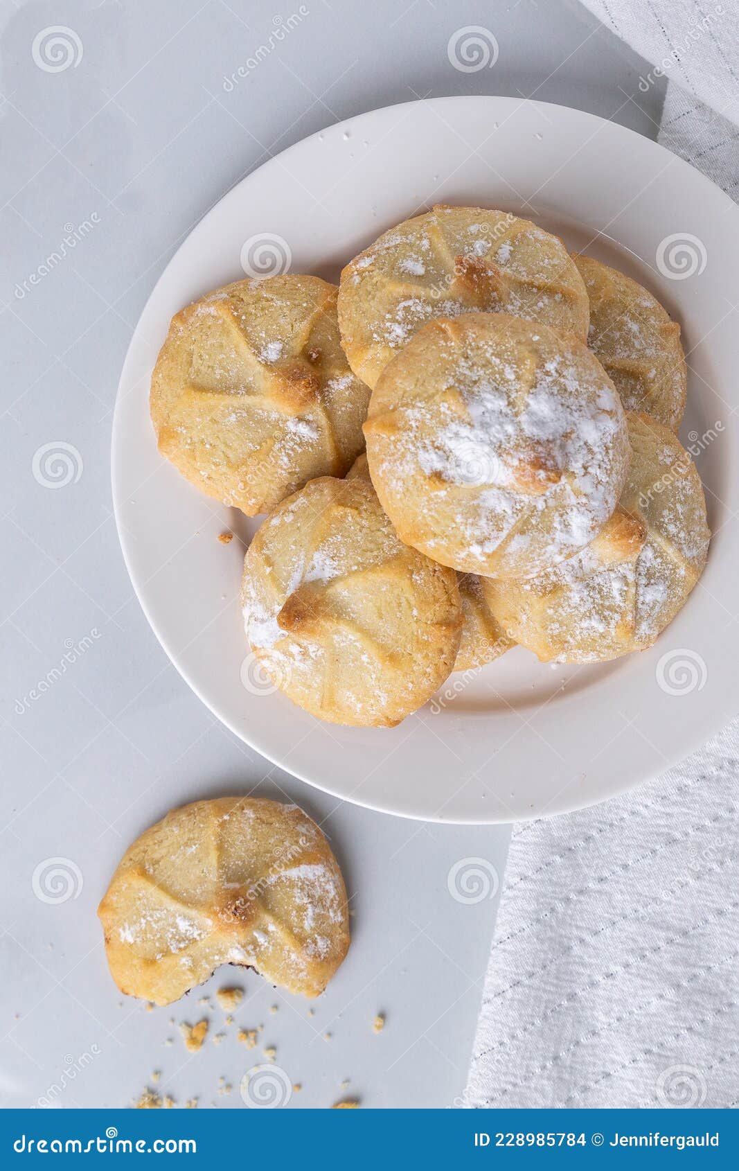Chocolate Filled Shortbread Cookies in a White Kitchen from Above Stock