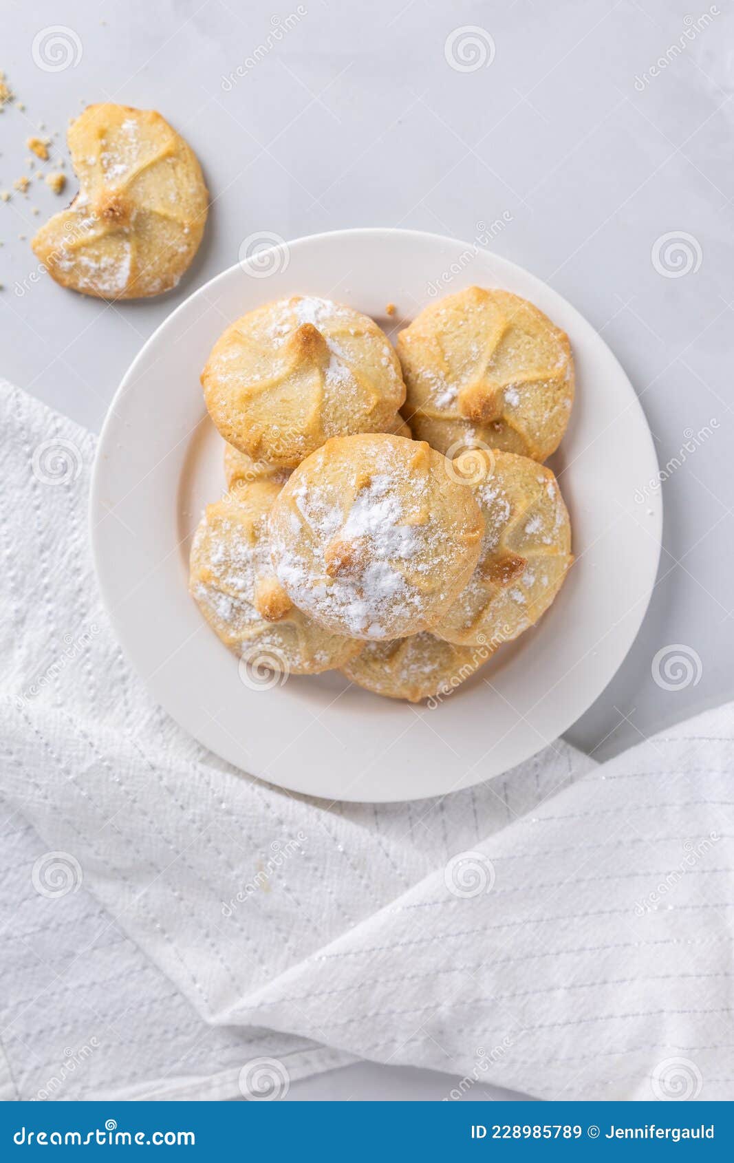 Chocolate Filled Shortbread Cookies in a White Kitchen from Above Stock