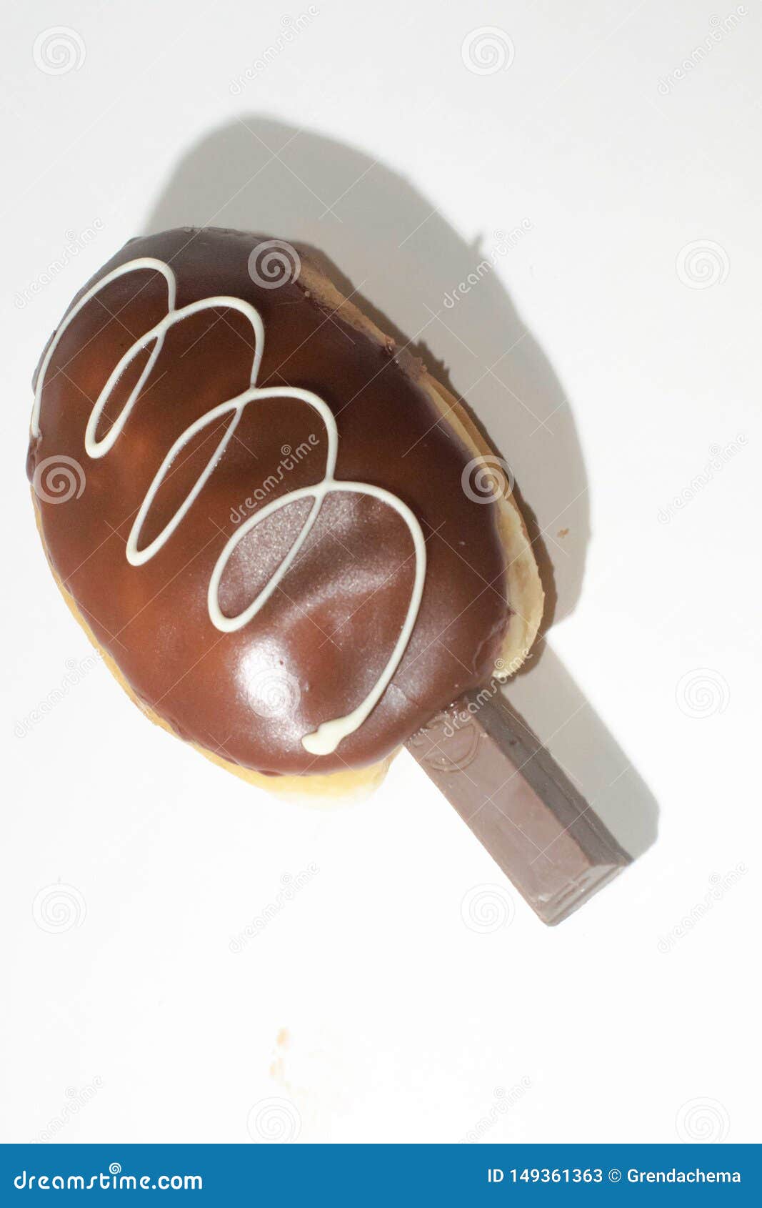 chocolate flavoured doughnut with kitkat chocolate