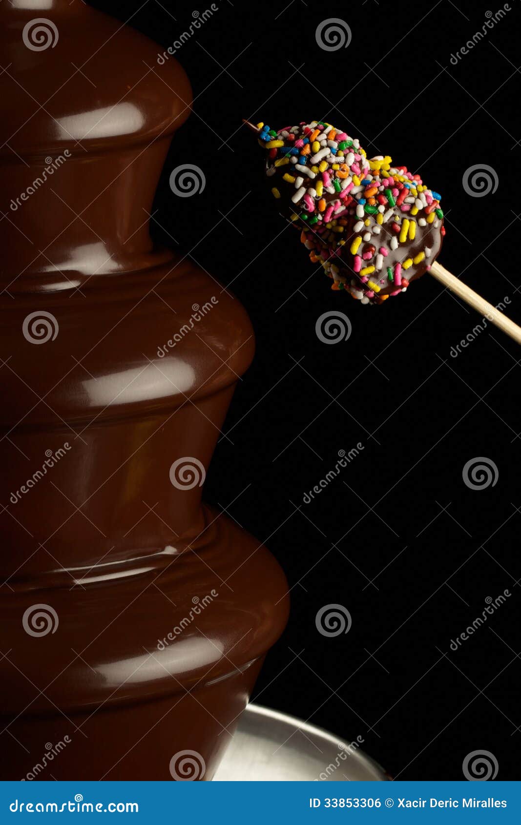 Chocolate Fountain Confetti Stock Photo Image of fountain, dessert