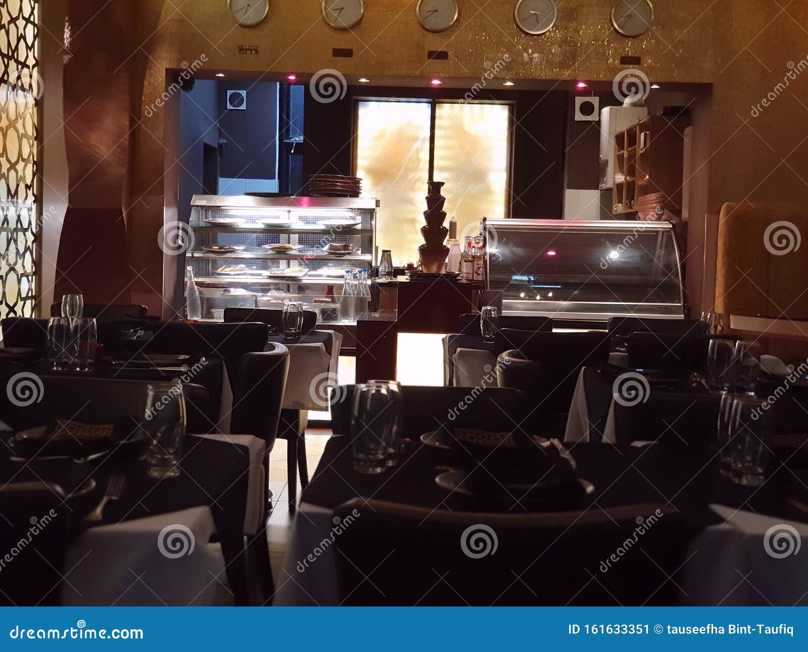 Chocolate Fountain Restaurant Eat Dinner Stock Image Image of