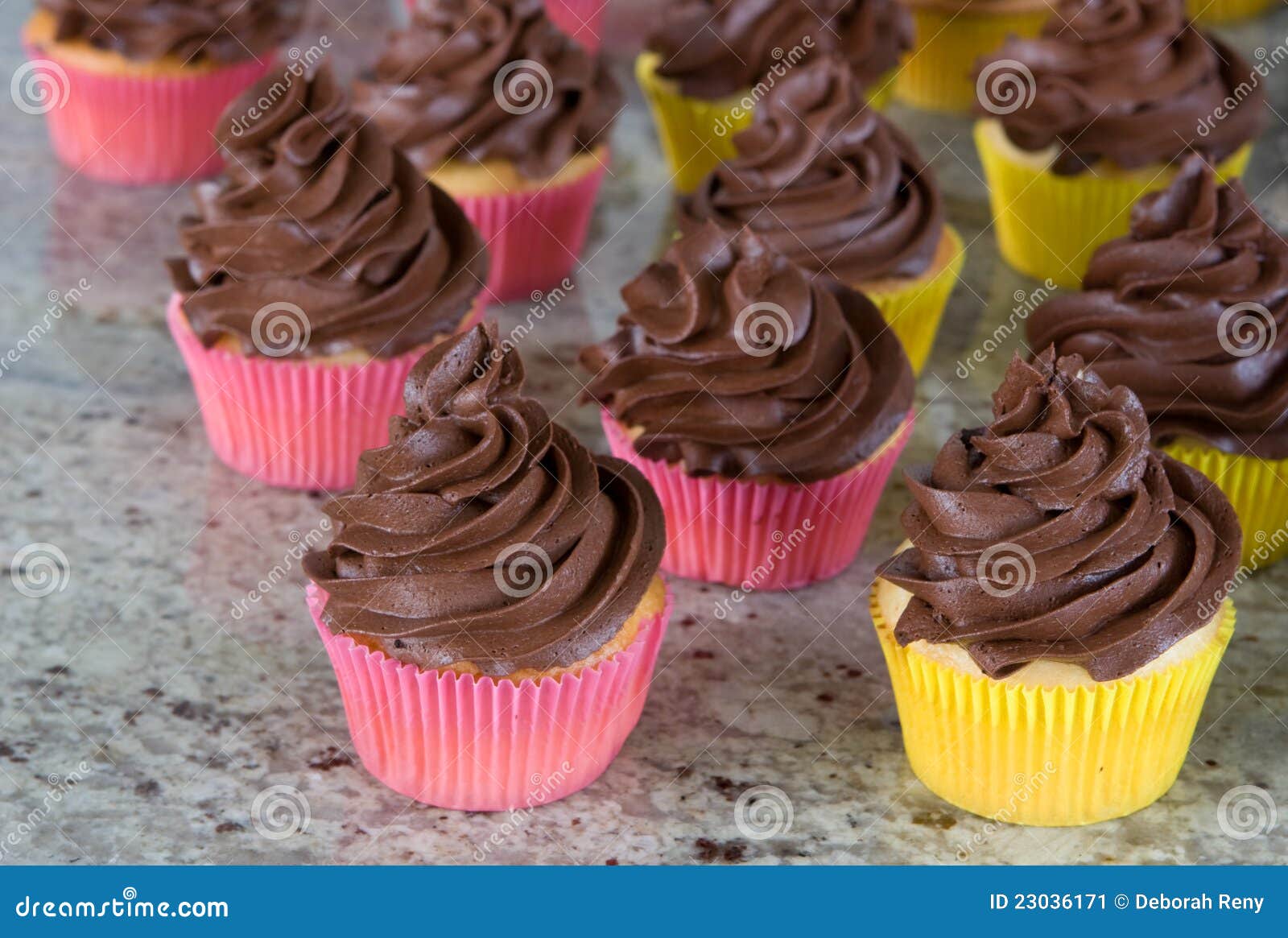 Chocolate frosted cupcakes stock image. Image of baked 23036171