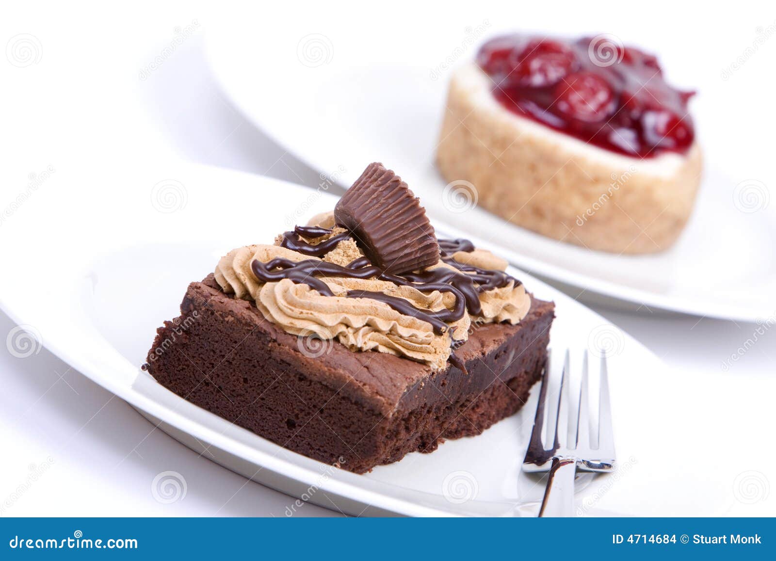 Chocolate Fudge Brownie and Cheesecake Stock Photo Image of eating