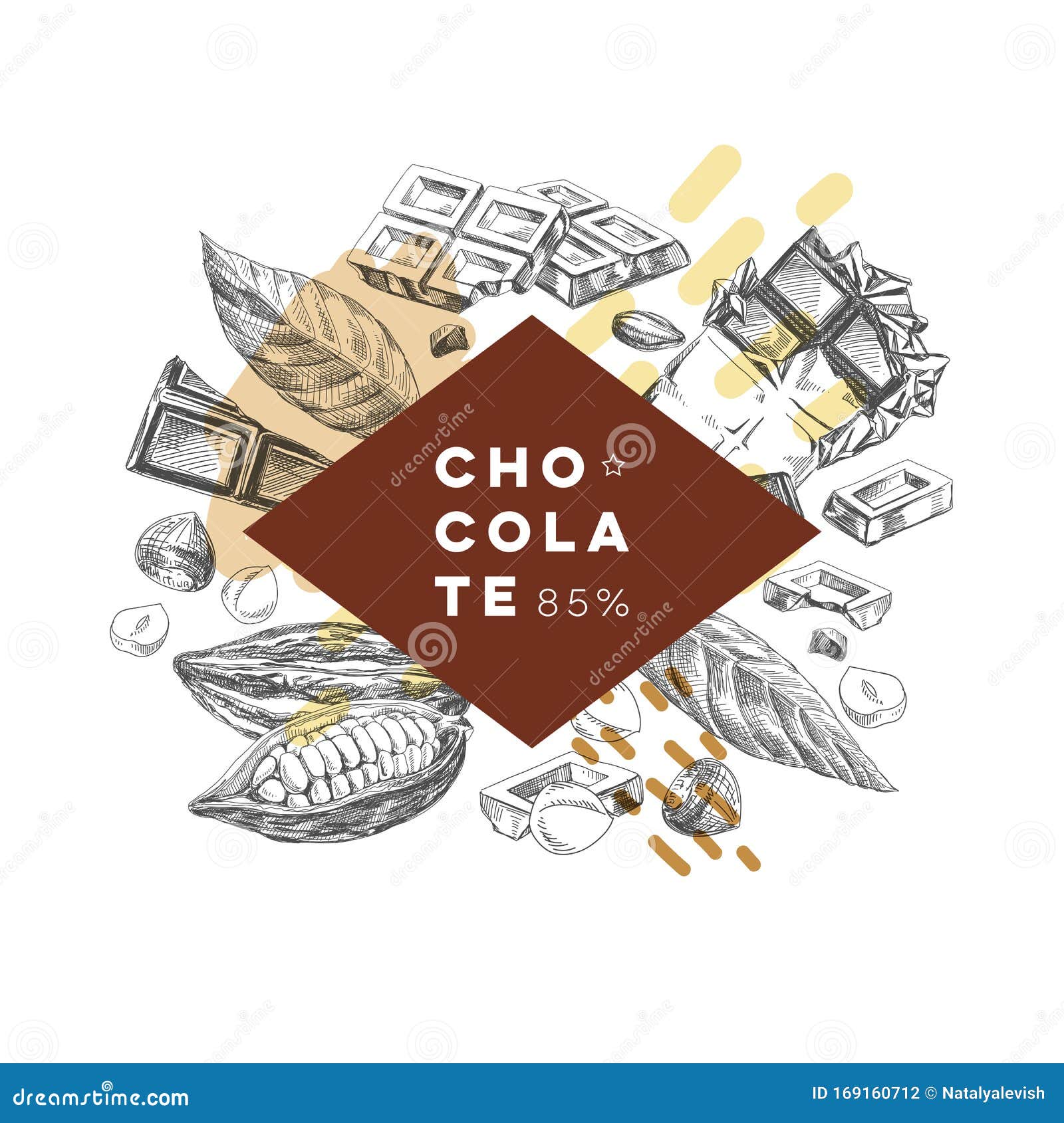 chocolate hand drawn vintage sketch  label