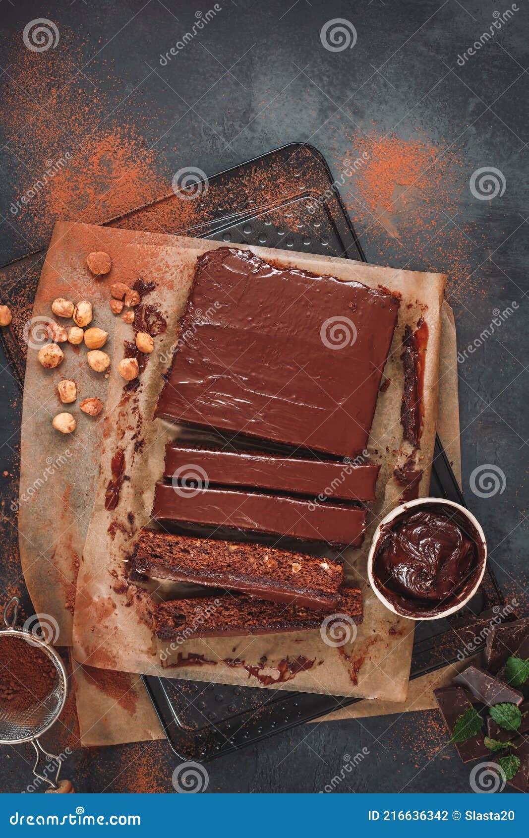 Chocolate and Hazelnut Cake with Chocolate Glaze Stock Photo Image of