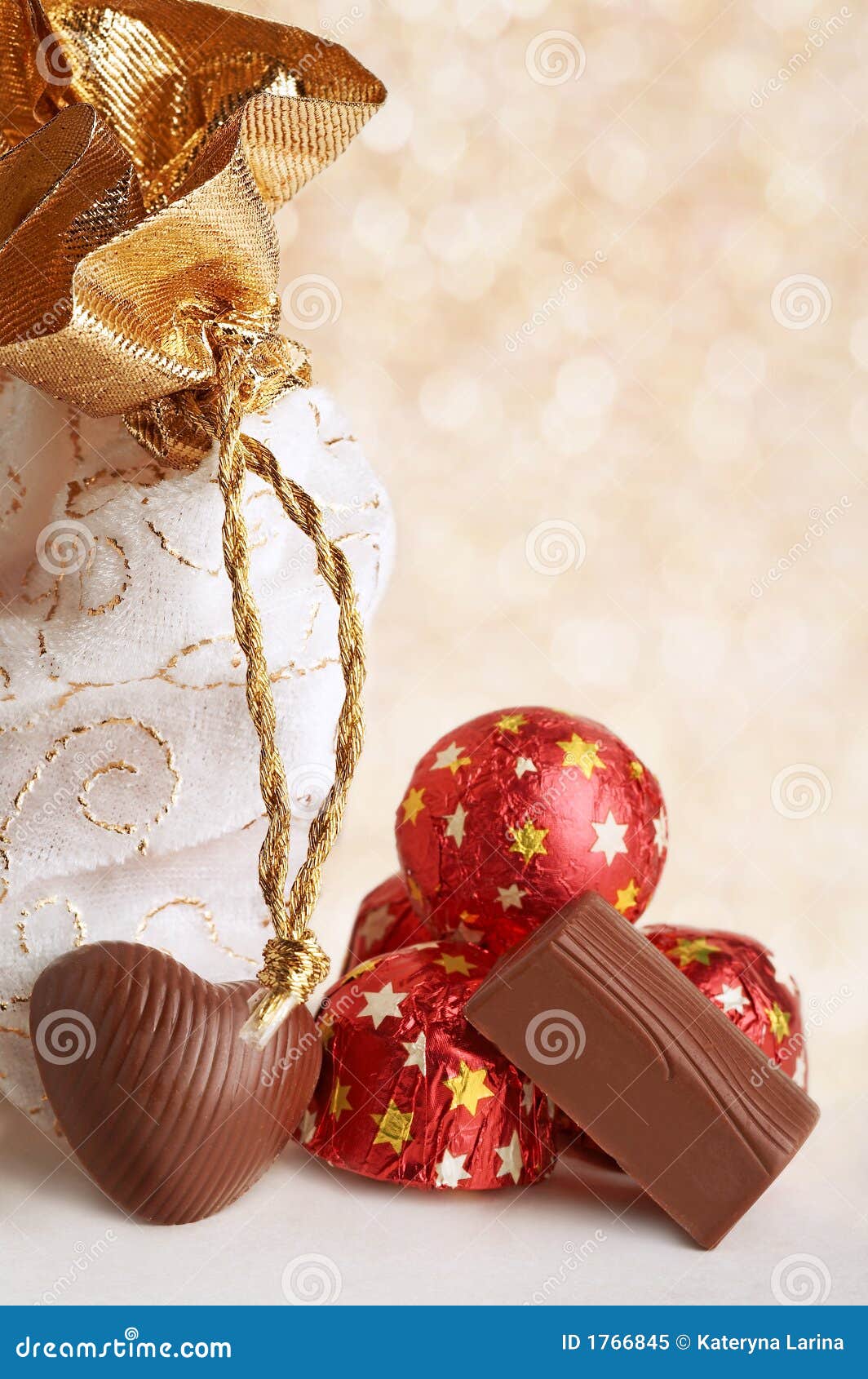 Chocolate Heart & Bag For Gifts Stock Image Image of metallic, group