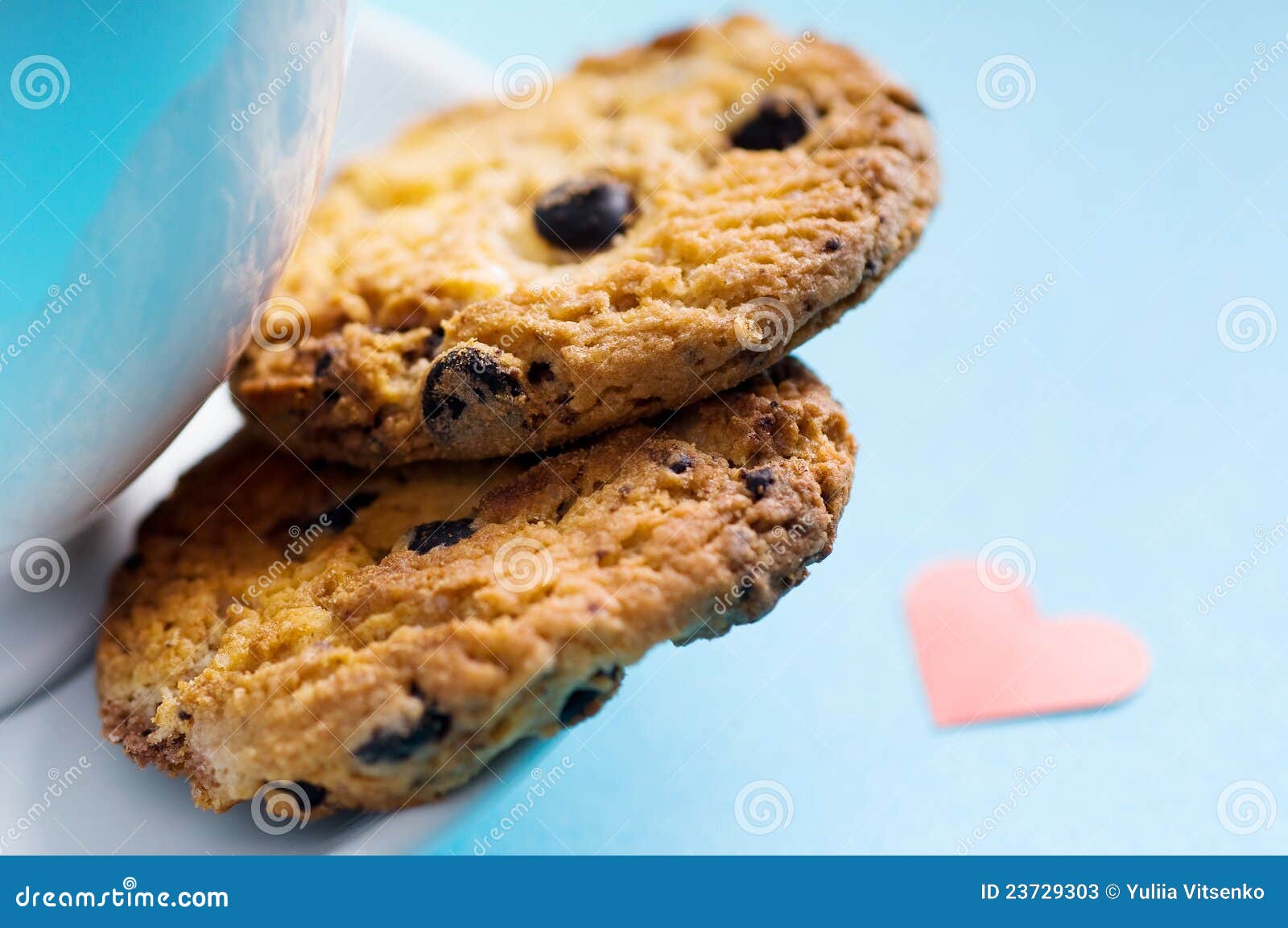 Chocolate Homemade Pastry Biscuits on Blue Backgro Stock Image Image