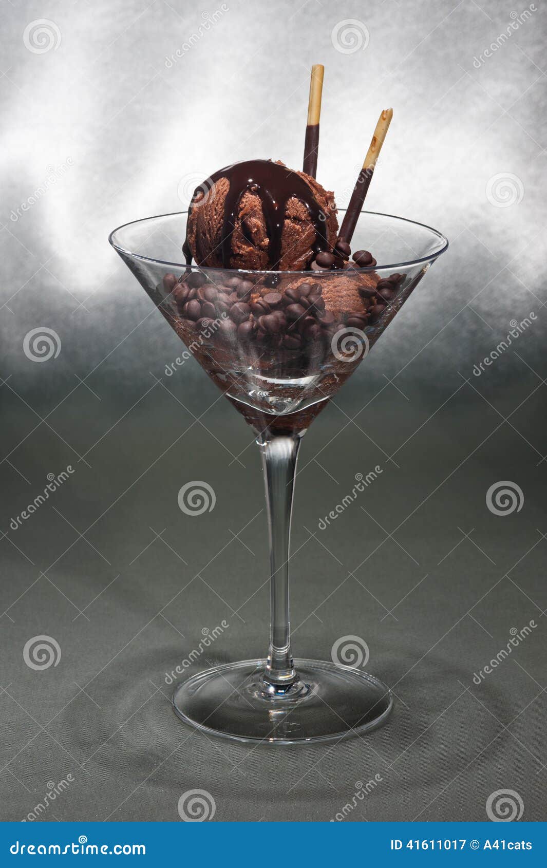 Chocolate Ice Cream in a Martini Glass Stock Image Image of copy