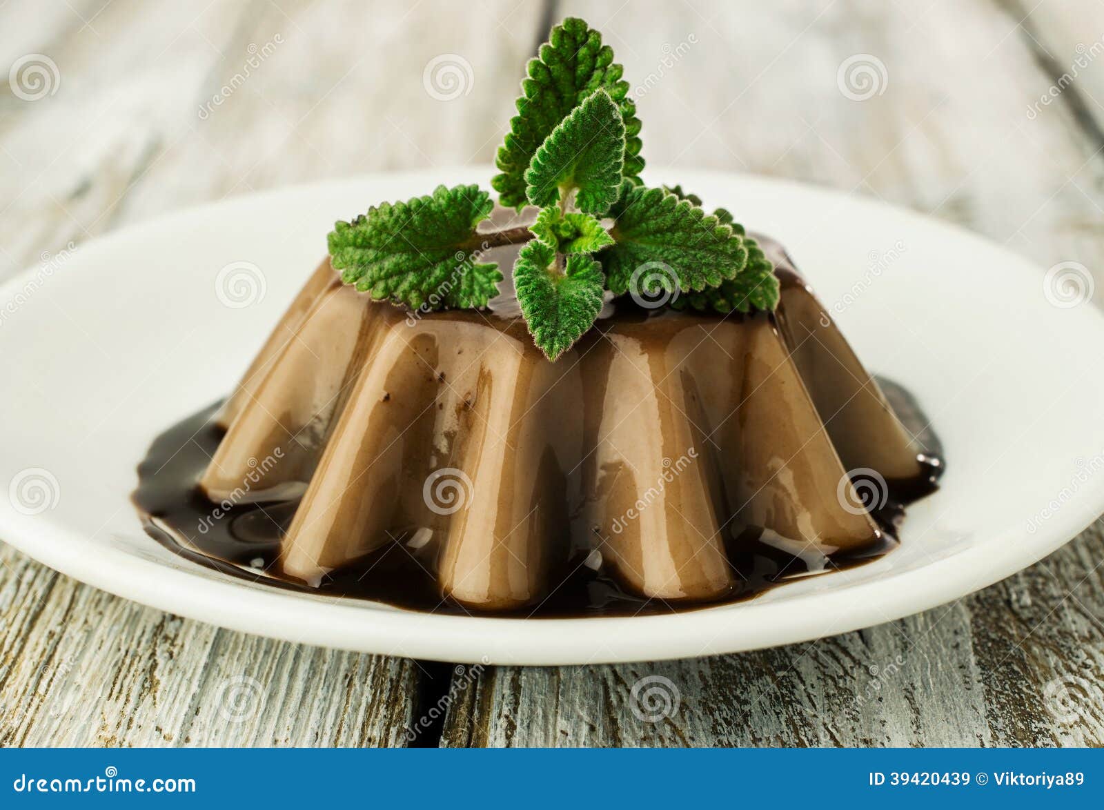 Chocolate Jelly Dessert with Mint Stock Image Image of sugar, plate