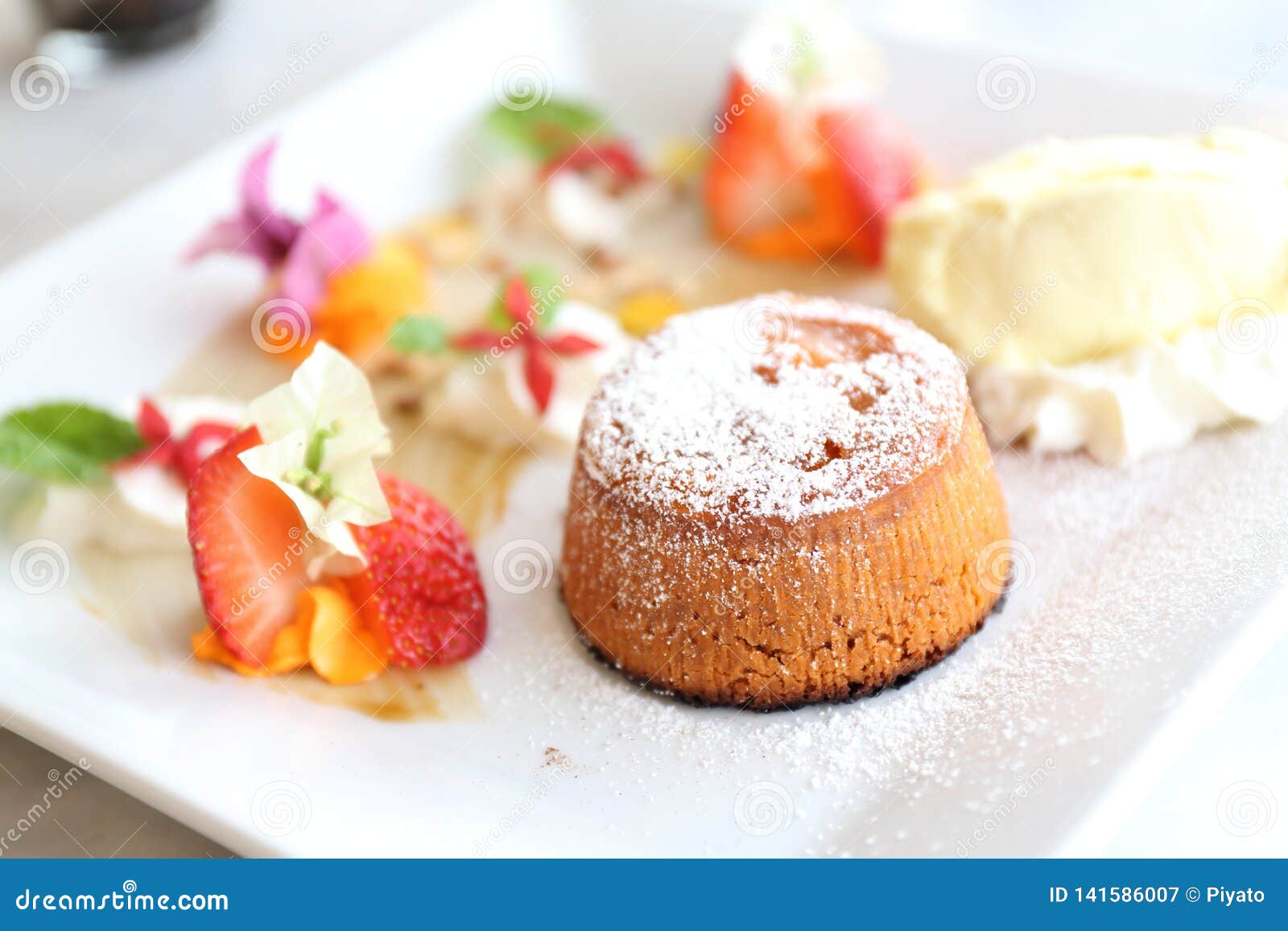 Chocolate Lava Cake with Ice Cream Stock Image - Image of gourmet